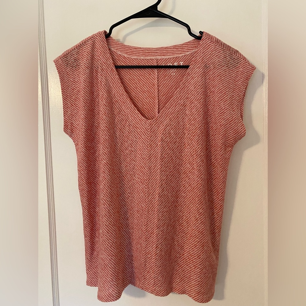 LOFT red and white striped blouse